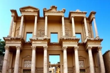 The ancient library building at the ruins of Ephesus