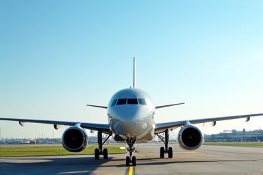 Passenger aircraft preparing for take off