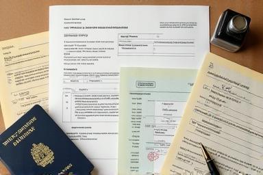Passport and travel documents for visa application